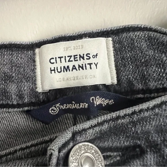 Citizens of Humanity Daphne Crop Jeans Premium Vintage Grey Raw Hem Women’s 30 - Picture 9 of 15